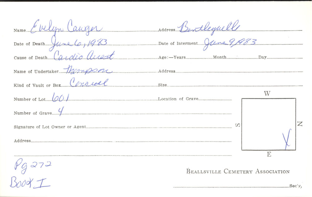 burial card